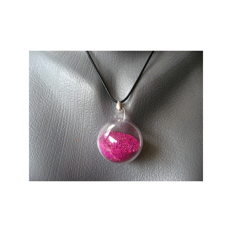 Bubble pendant, mobile fuchsia microbeads