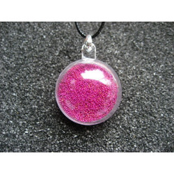 Bubble pendant, mobile fuchsia microbeads