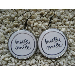 Earrings, Breathe Smile, set in resin