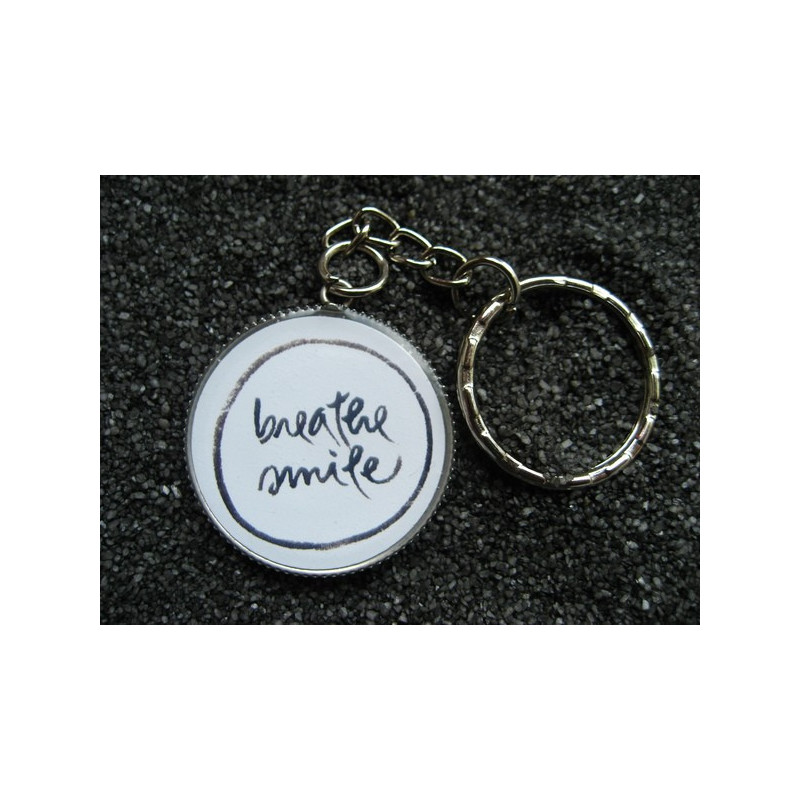 Porte-Clefs Zen Attitude, Breathe Smile, serti en résine