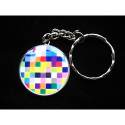 Keyring pop, multicolored pixels, set in resin