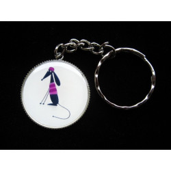 Porte-Clés fantaisie, Mode canine fuchsia, serti en résine