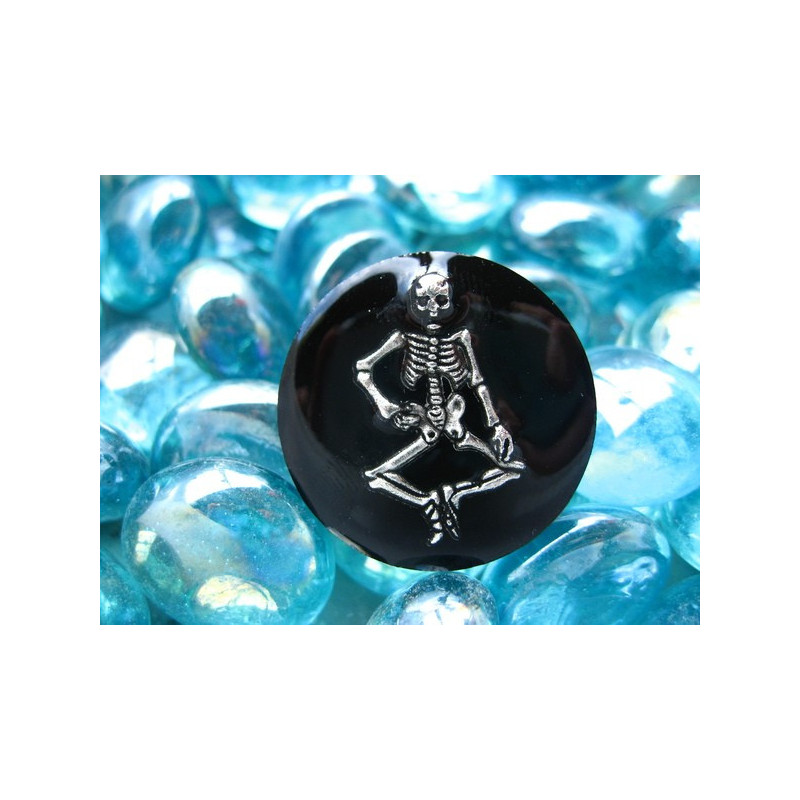 Steampunk ring, silver skeleton, on black resin