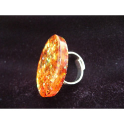 Large fantasy ring, orange stars, resin