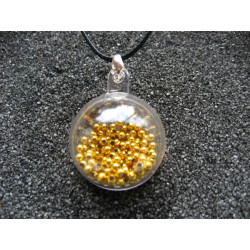 Pendentif bulle, perles dorées mobiles