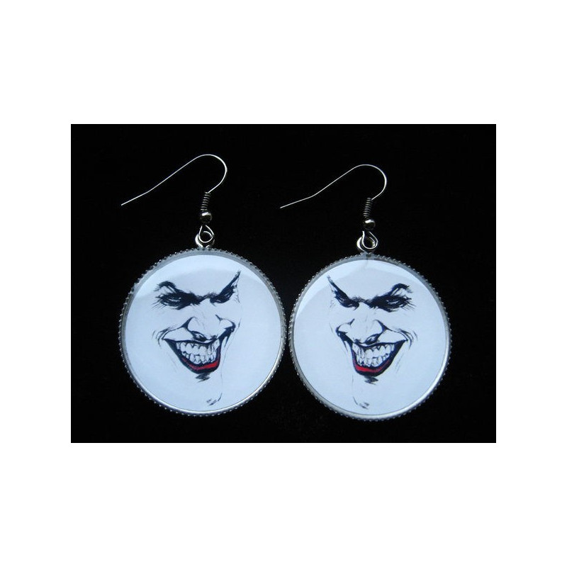 Earrings, Joker, set in resin