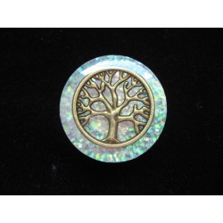 Zen ring, bronze tree of life, on pearl white resin