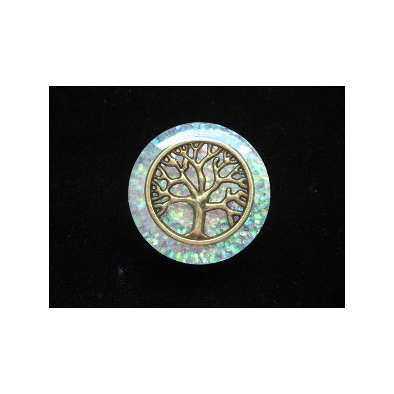 Zen ring, bronze tree of life, on pearl white resin