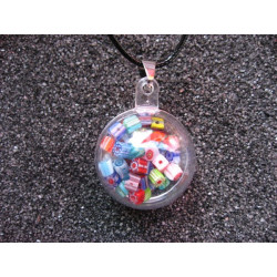 Bubble pendant, multicolored cubic beads