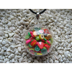 Pendentif bulle, fruits multicolores mobiles