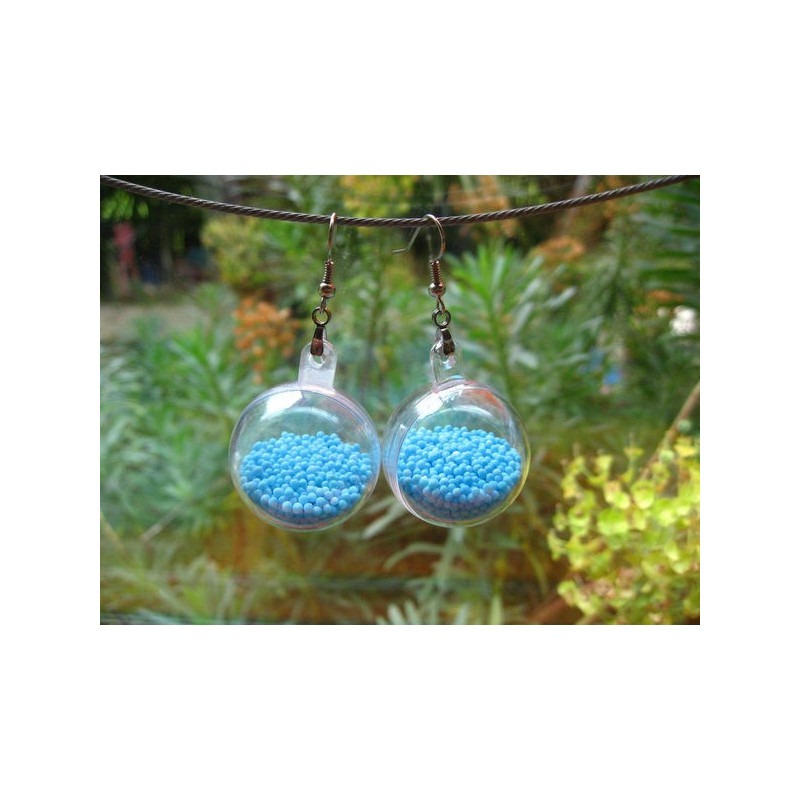 Boucles d'oreilles bulles, miniperles turquoises mobiles