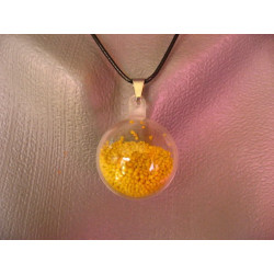 Pendentif bulle, miniperles jaunes mobiles