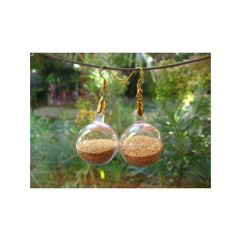 Bubble earrings, mobile golden microbeads