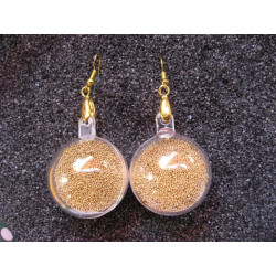 Boucles d'oreilles bulle, microperles dorées mobiles