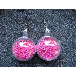 Bubble earrings, mobile fuchsia miniperles