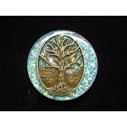 Large Zen ring, Bronze tree of life, on a pearly white resin background