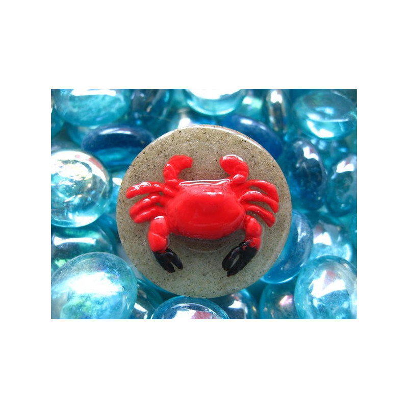 Grande bague, Crabe rouge, sur fond de sable en résine