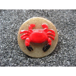 Big ring, red crab, on sand bottom in resin