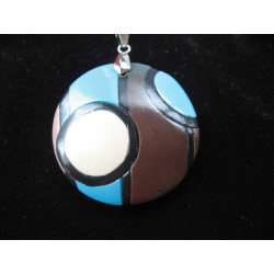 Graphic pendant, Esprit Mondrian chocolate / turquoise, in fimo
