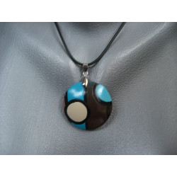 Graphic pendant, Esprit Mondrian chocolate / turquoise, in fimo