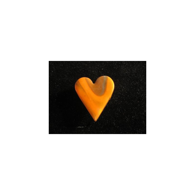 Bague coeur, orange/caramel, en fimo