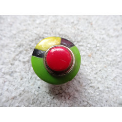 Petite bague graphique, noire/multicolore, en Fimo