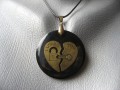 Steampunk pendant, I love you, on black resin