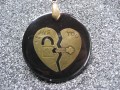 Steampunk pendant, I love you, on black resin