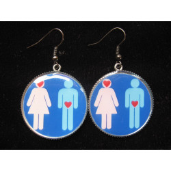 Fancy earrings, Man and Woman, set in resin