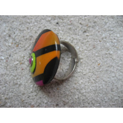 Large pop ring, black / multicolored, in Fimo