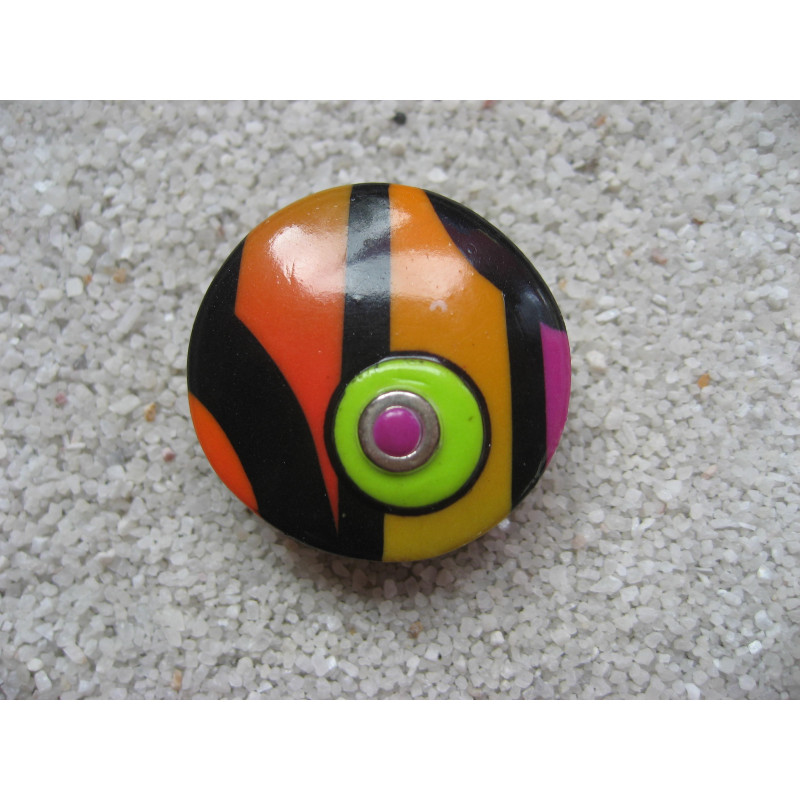 Large pop ring, black / multicolored, in Fimo