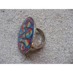 Bague fantaisie, Love multicolore, sertie en résine