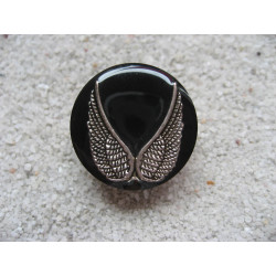 Steampunk RING, Wings of Desire, on Black Resin Background