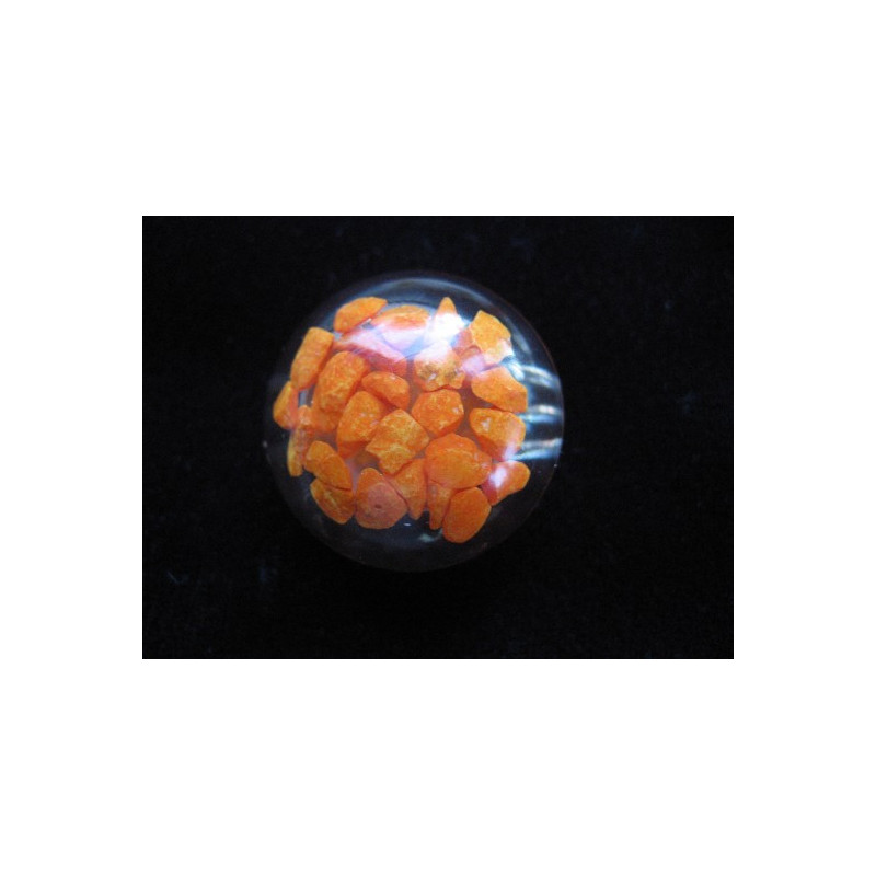 RING small cabochon, orange pebbles, in resin