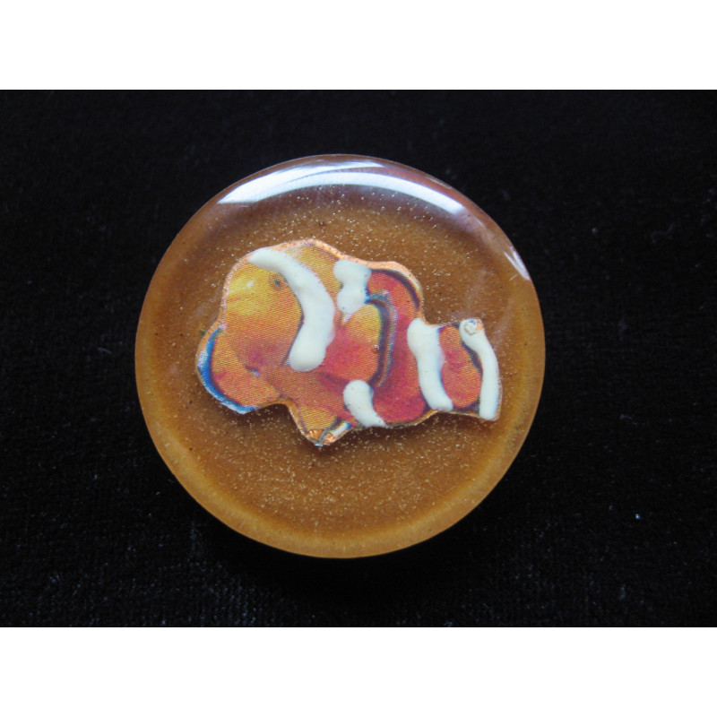 Large fantasy ring, tropical fish, on a resin sand background