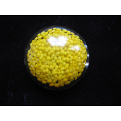 Small cabochon ring, yellow miniperles, in resin