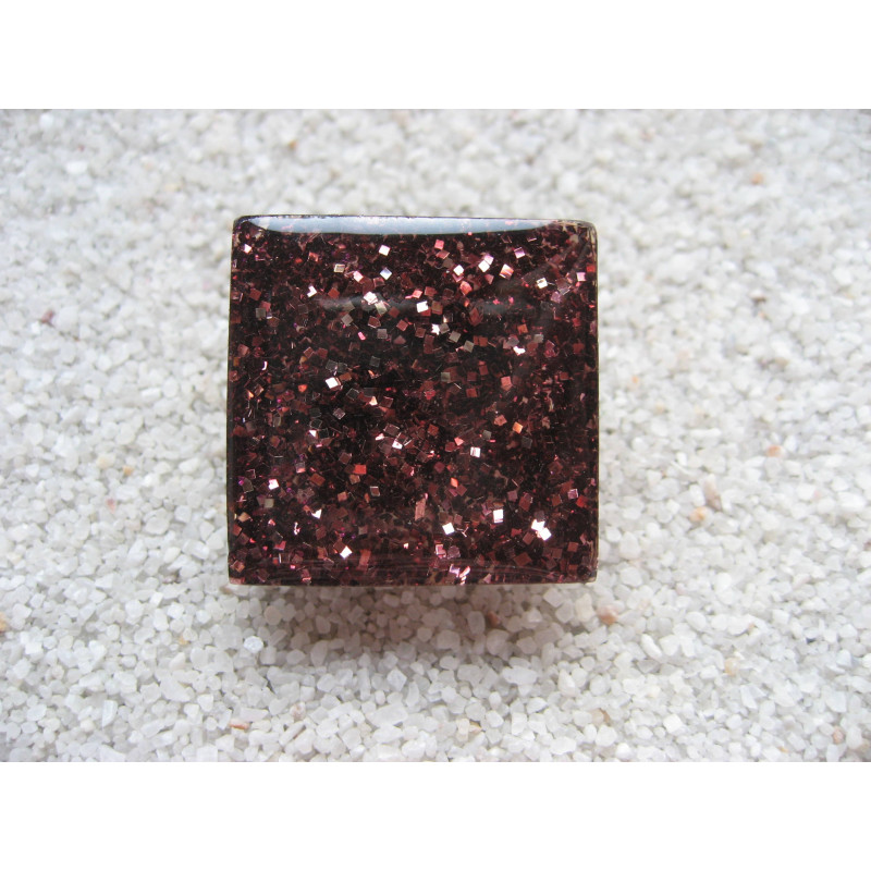 Pink sequins "disco" square resin ring