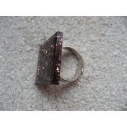 Pink sequins "disco" square resin ring