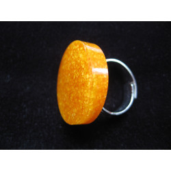 Fancy ring, orange sand, in resin