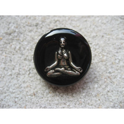 RING Zen attitude, silver yoga, on black resin
