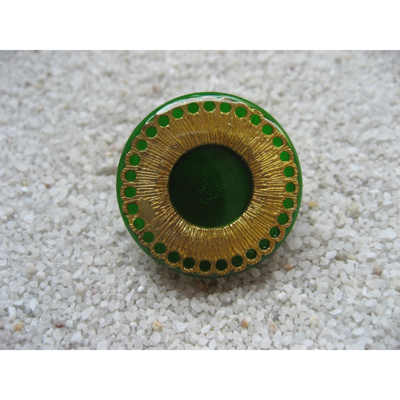 Fancy RING, gold print, on green resin background