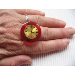 Vintage RING, watch dial, on fuchsia resin background