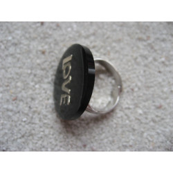 Fancy ring, LOVE, on black resin