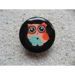 Colored Owl black small resin ring