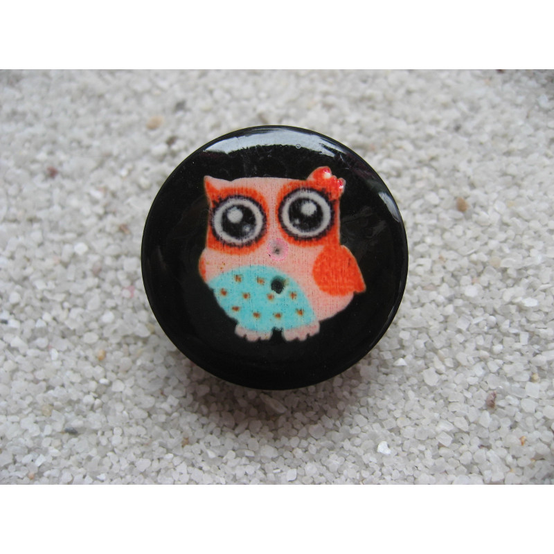 Colored Owl black small resin ring