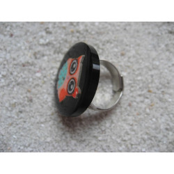 Colored Owl black small resin ring