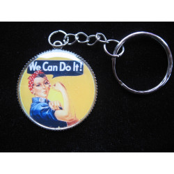 Vintage keychain, We can do it, set in resin