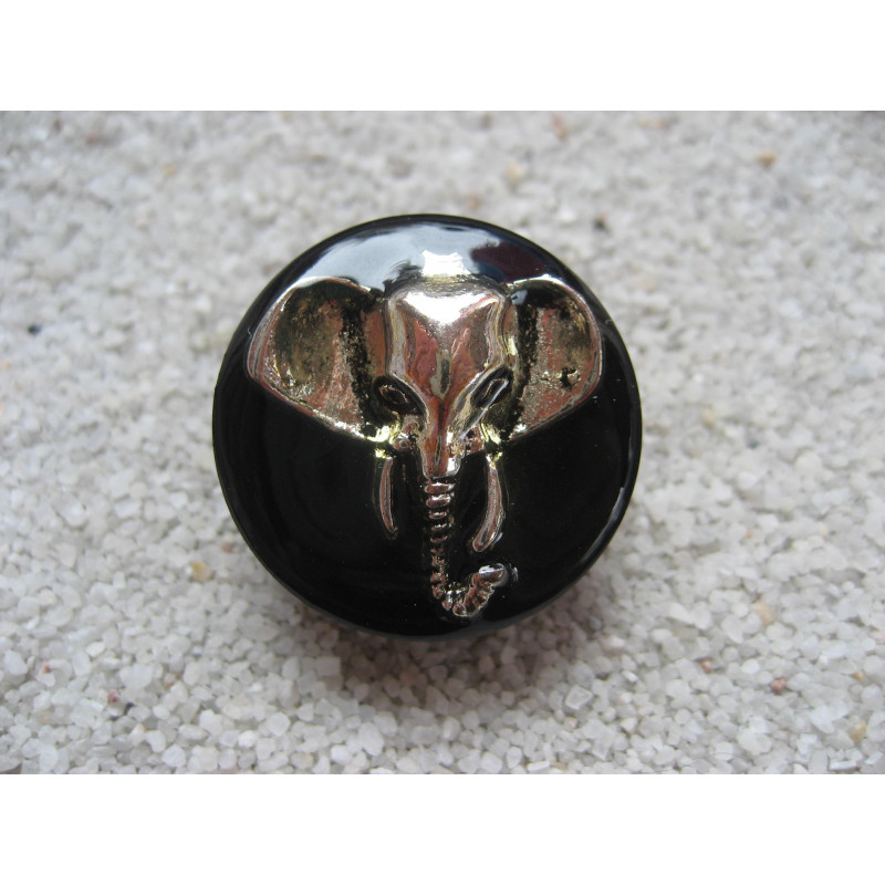 Fancy ring, silver elephant, on black resin