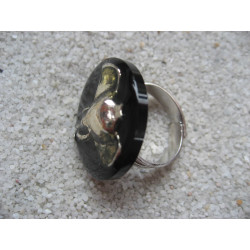 Fancy ring, silver elephant, on black resin