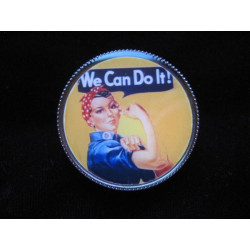 Vintage ring, pin-up we can do it, set in resin